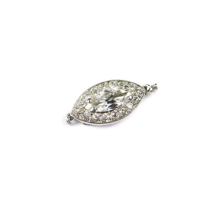 Marquise diamond cluster clasp with fittings for a single row